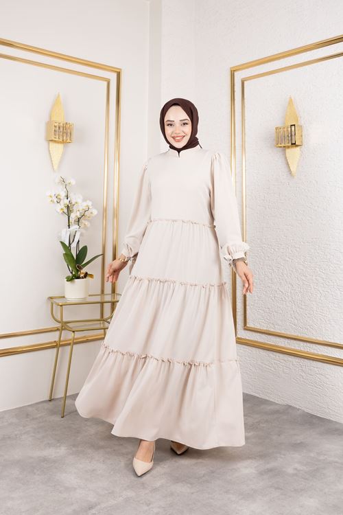 ELB04068-TAŞ Kat Kat Bible Elbise-Taş