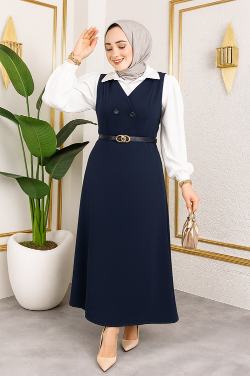 ELB04059-LCV Düğme Detay Jile-Lacivert