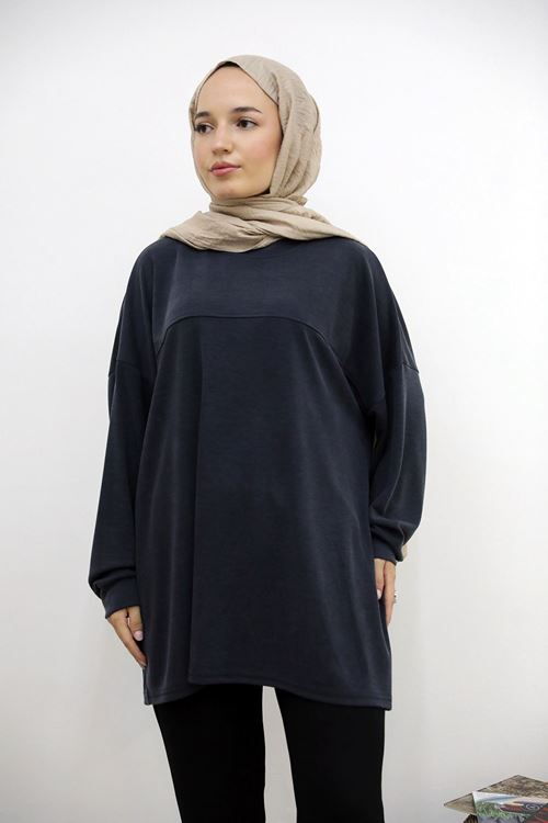 TUN05929-LCV Ön Roba Detay Pike Tunik-Lacivert