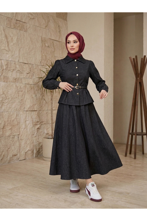 EİT00113-SYH Ön Arka Pensli Etekli Takım-Siyah