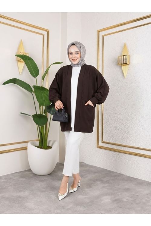 HIR02423-KHV Cep Detay Atlas Hırka-Kahve