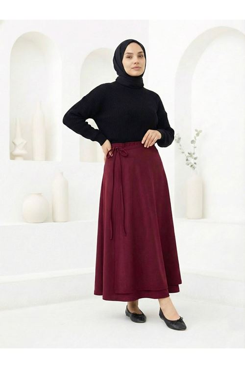 MOE03047-BRD Ön Kapak Detay Scuba Etek-Bordo