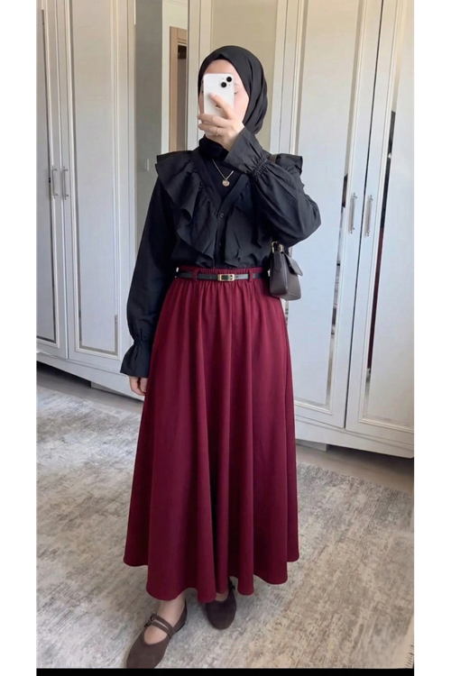 MOE03056-BRD Kemer Detay Soft Etek-Bordo