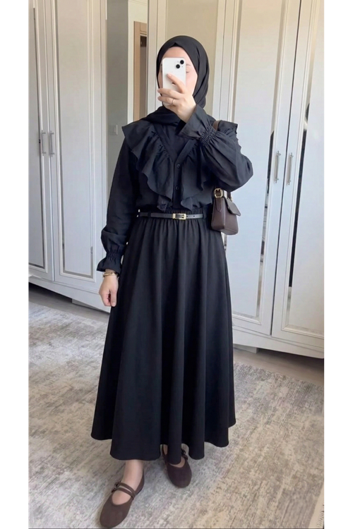 MOE03056-SYH Kemer Detay Soft Etek-Siyah