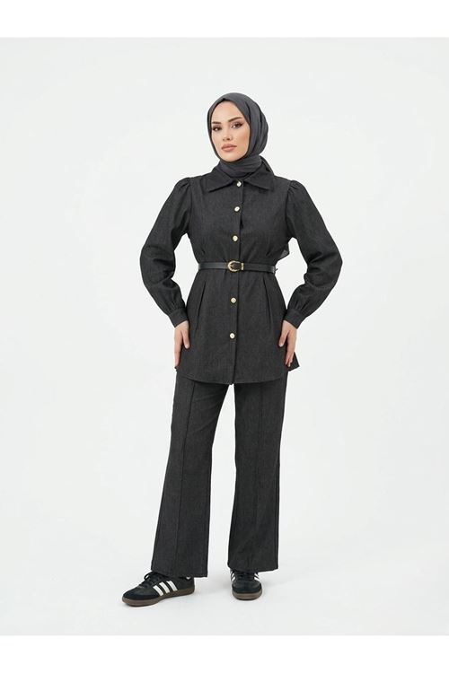 PİT00506-SYH Ön Arka Pensli Pantolonlu Takım-Siyah