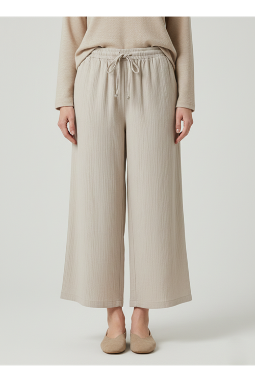 PNT01540-EKR Cepli İp Detay Pantolon-Ekru