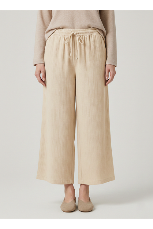 PNT01540-TAŞ Cepli İp Detay Pantolon-Taş