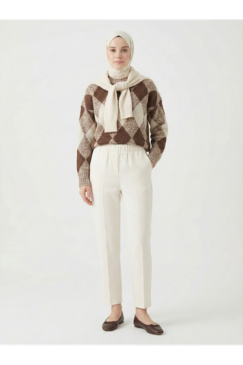 PNT01551-KRM Dar Paça Atlas Pantolon-Krem