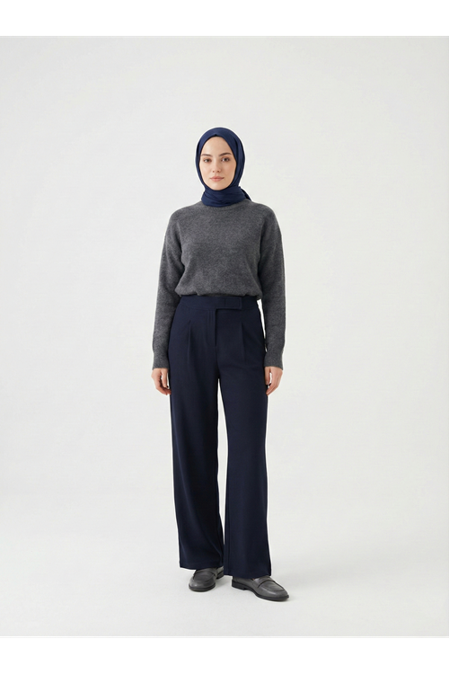 PNT01555-LCV Cırt Bantlı Pantolon-Lacivert