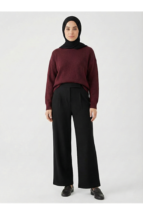 PNT01555-SYH Cırt Bantlı Pantolon-Siyah