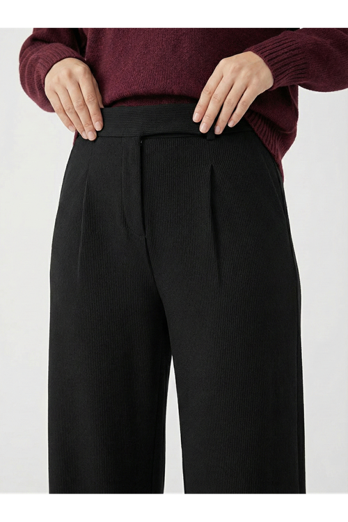 PNT01555-SYH Cırt Bantlı Pantolon-Siyah
