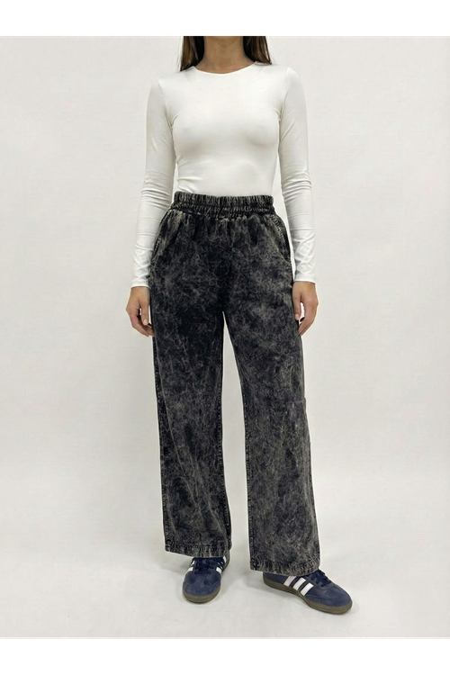 PNT01563-SYH Cep Detay Lastikli Pantolon-Siyah