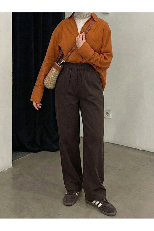 PNT01564-KHV Cep Detay Pantolon-Kahve