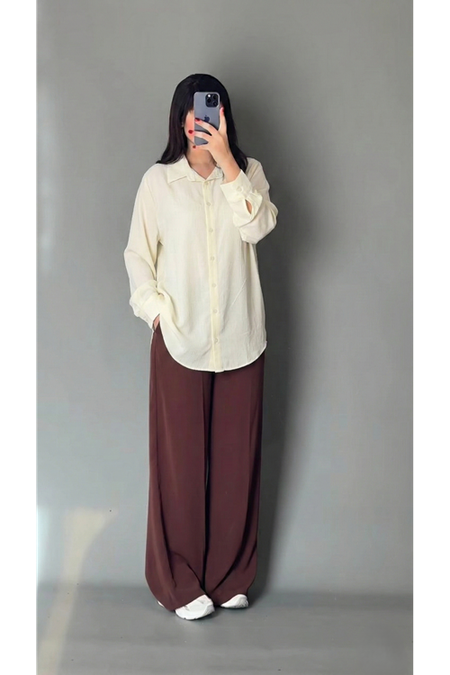 TUN05923-EKR Klasik Terikoton Tunik-Ekru