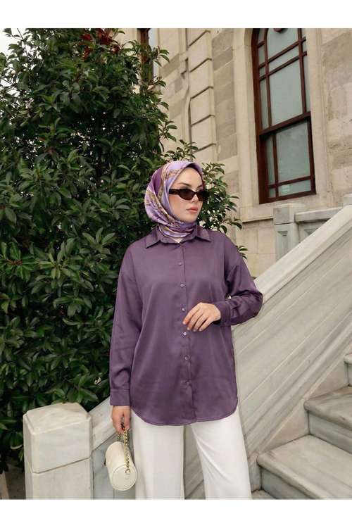 TUN05950-GKR Saten Tunik-Gül Kurusu