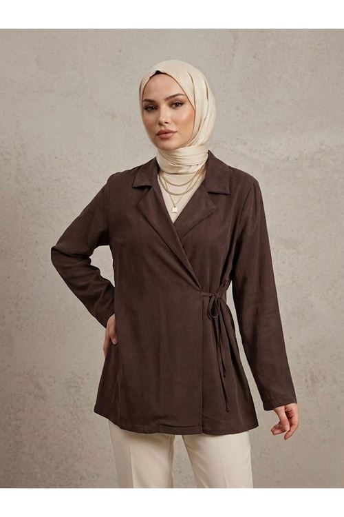 CKT01790-KHV Yandan Bağlamalı Ceket-Kahve