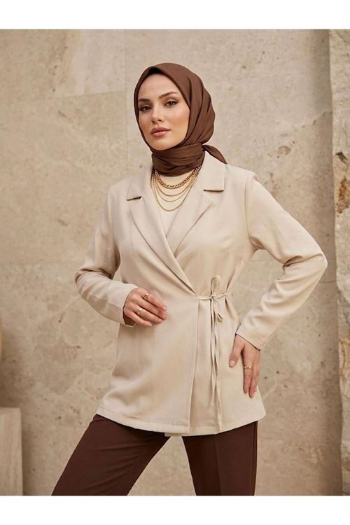 CKT01790-TAŞ Yandan Bağlamalı Ceket-Taş