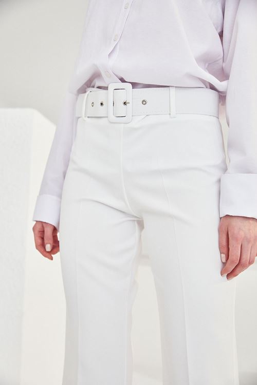 PNT01425-EKR İspanyol Paça Dabıl Pantolon-Ekru