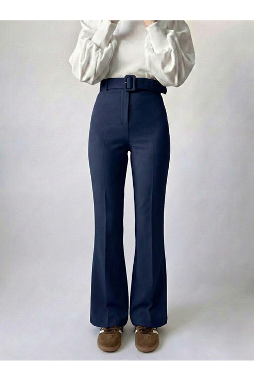 PNT01425-LCV İspanyol Paça Dabıl Pantolon-Lacivert