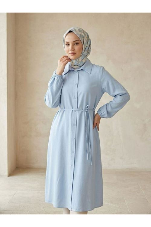TUN05961-MAV Uzun Tensel Tunik-Mavi