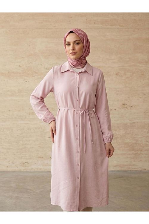 TUN05961-PMB Uzun Tensel Tunik-Pembe