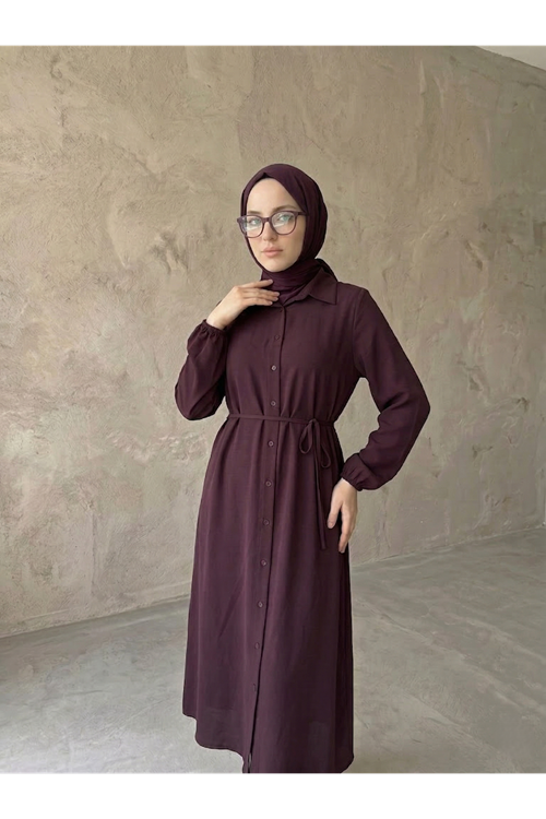 TUN05961-BRD Uzun Tensel Tunik-Bordo