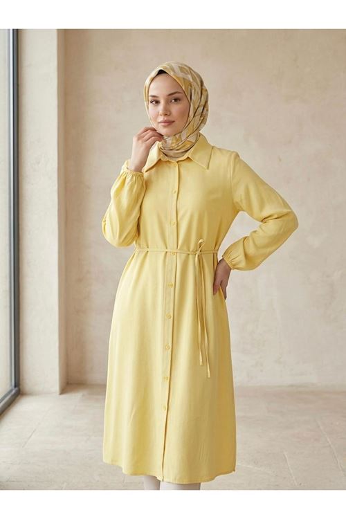 TUN05961-SRI Uzun Tensel Tunik-Sarı