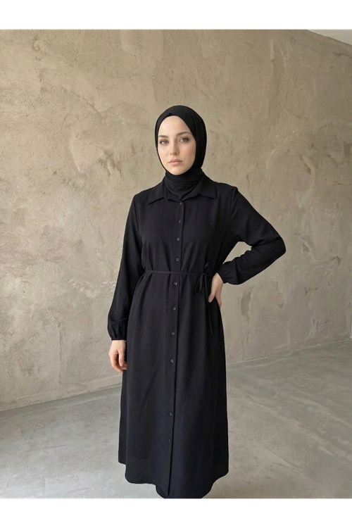 TUN05961-SYH Uzun Tensel Tunik-Siyah