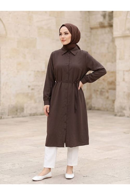 TUN05970-KHV Oversize Tunik-Kahve