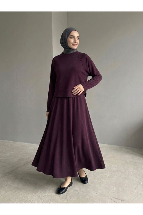 EİT00105-BRD Pike Etekli Takım-Bordo