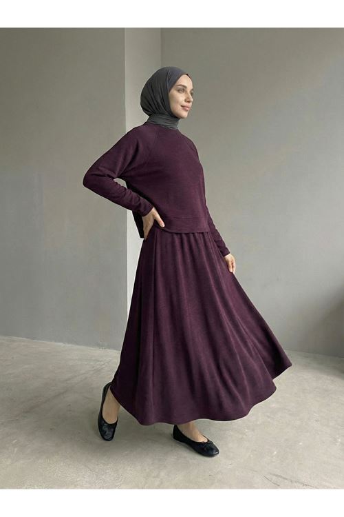 EİT00105-BRD Pike Etekli Takım-Bordo
