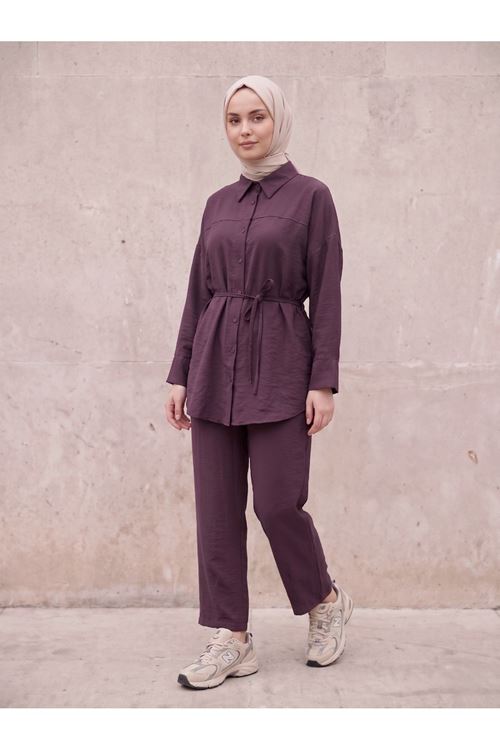 PİT00509-BRD Paça Pensli Takım-Bordo