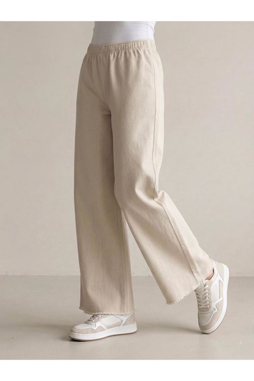 PNT01565-TAŞ Yıkama Püsküllü Pantolon-Taş