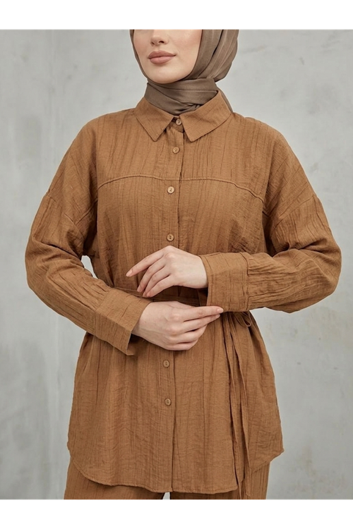 PİT00517-TAB Roba Detay Pantolonlu Çilek Takım-Taba