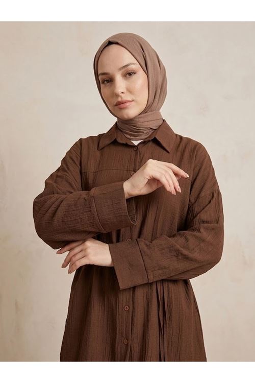 PİT00517-KHV Roba Detay Pantolonlu Çilek Takım-Kahve