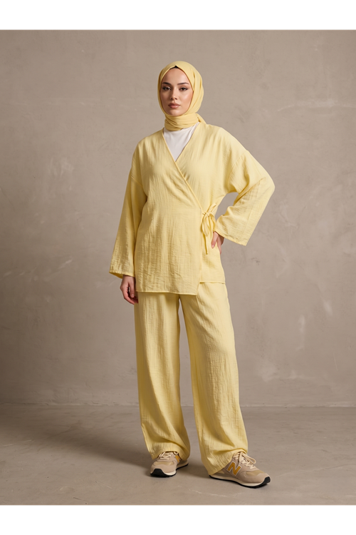 PİT00478-SRI Yan Bağlamalı Çilek Takım-Sarı