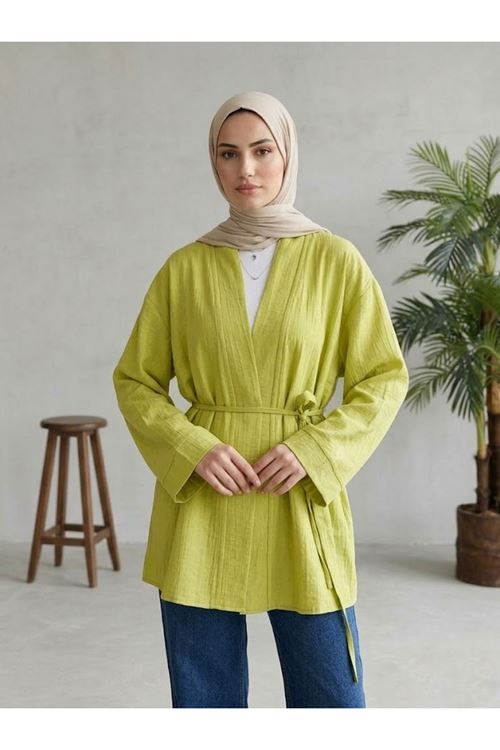 HIR02444-69 Çilek Hırka-YAĞ YEŞİLİ