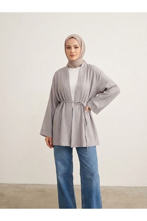 HIR02444-84 Çilek Hırka-Açık Gri