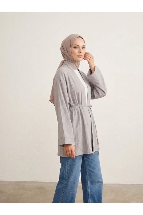 HIR02444-84 Çilek Hırka-Açık Gri