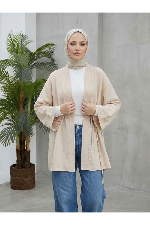 HIR02444-BEJ Çilek Hırka-Bej