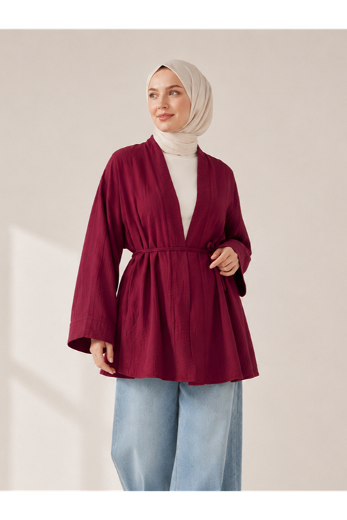 HIR02444-BRD Çilek Hırka-Bordo