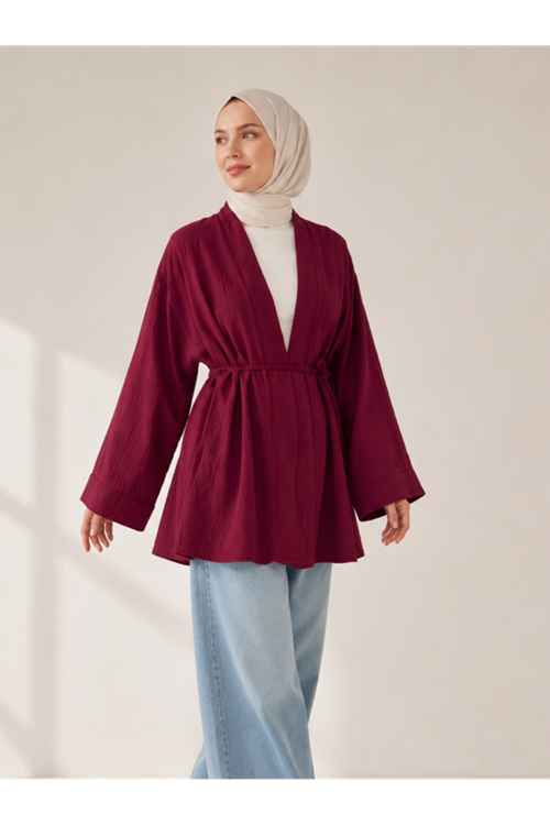 HIR02444-BRD Çilek Hırka-Bordo