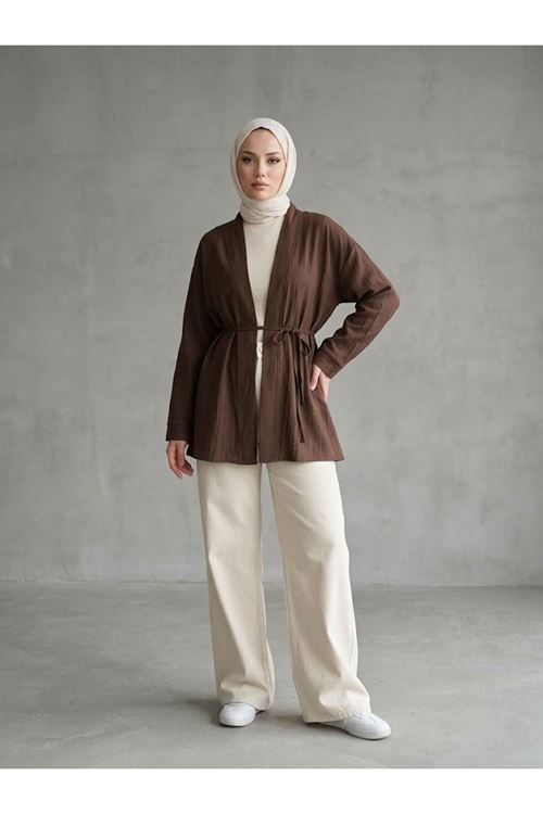 HIR02444-K.KHV Çilek Hırka-Koyu Kahve