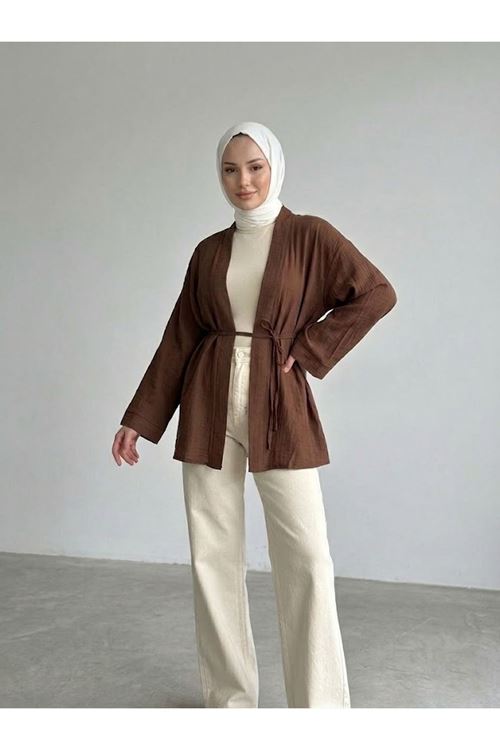 HIR02444-KHV Çilek Hırka-Kahve