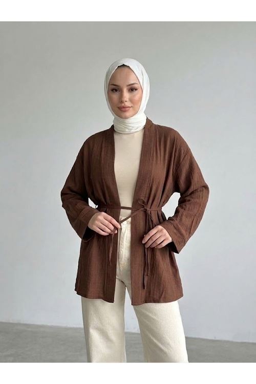 HIR02444-KHV Çilek Hırka-Kahve