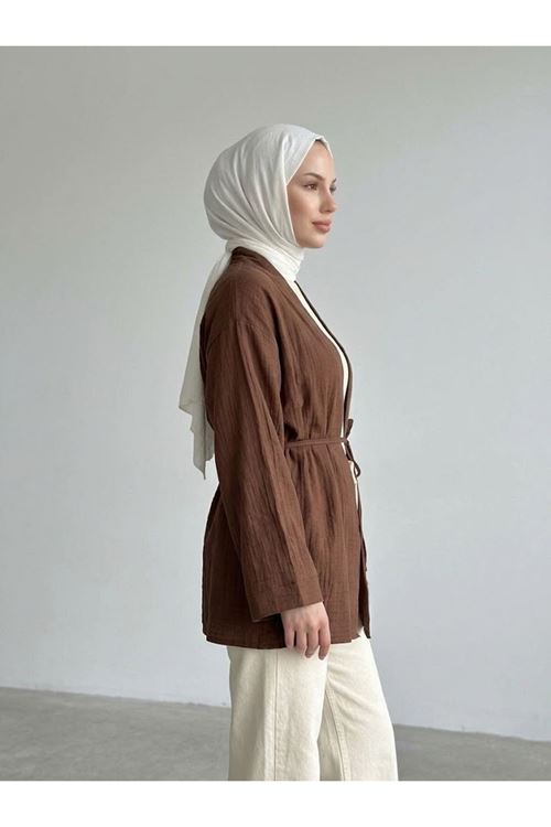 HIR02444-KHV Çilek Hırka-Kahve