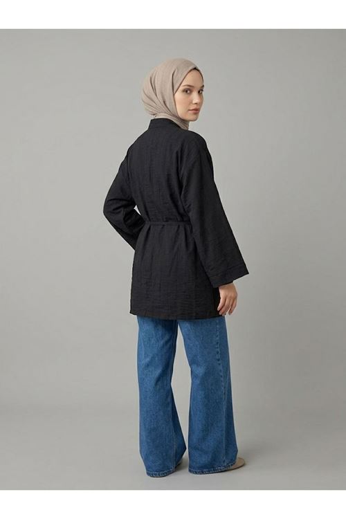 HIR02444-SYH Çilek Hırka-Siyah