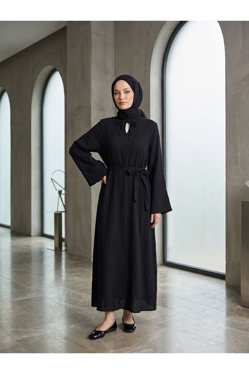 ELB04155-SYH Yarasa Elbise-Siyah