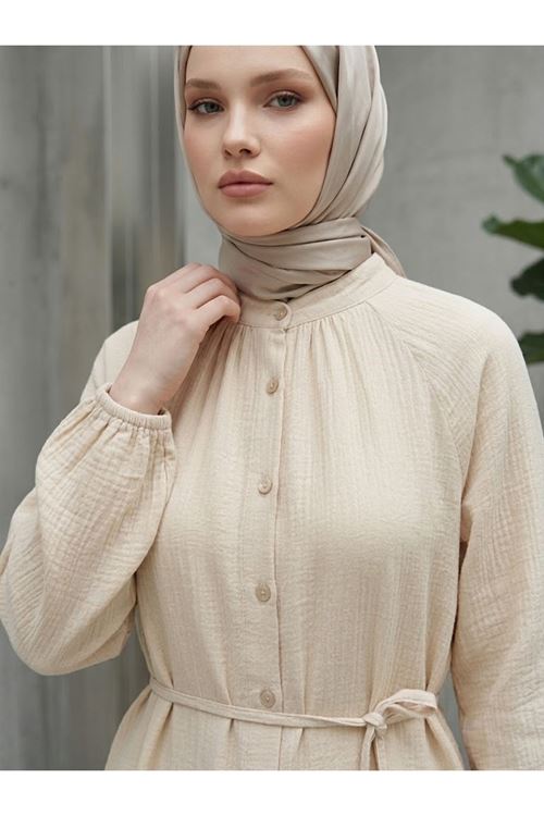 TUN05990-BEJ Tunik Uzun-Bej
