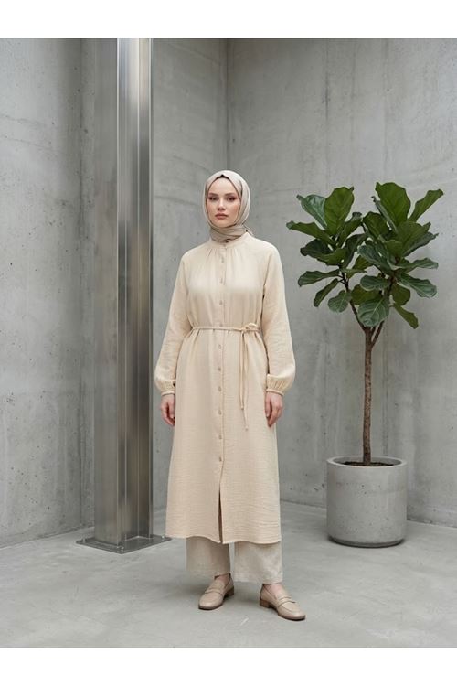 TUN05990-BEJ Tunik Uzun-Bej